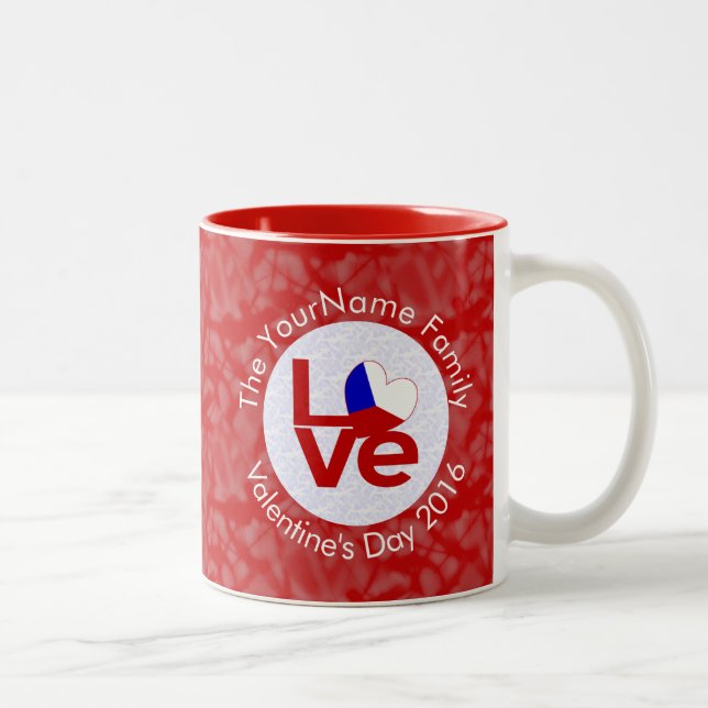 Tschechien - Rote LIEBE - Personalisiert Zweifarbige Tasse (Rechts)