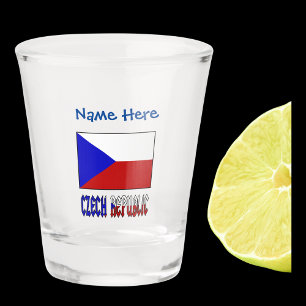 Tschechien Tschechische Republik Flagge Blau Perso Schnapsglas