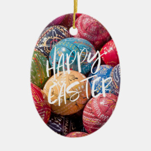 Tschechisch dekorierte Ostereier, glückliche Oster Keramik Ornament