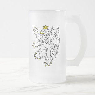 Tschechische Bohemische Löwe-Tasse Mattglas Bierglas