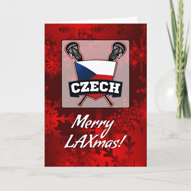 Tschechische Fahne Lacrosse Shield Weihnachtskarte Feiertagskarte (Vorderseite)