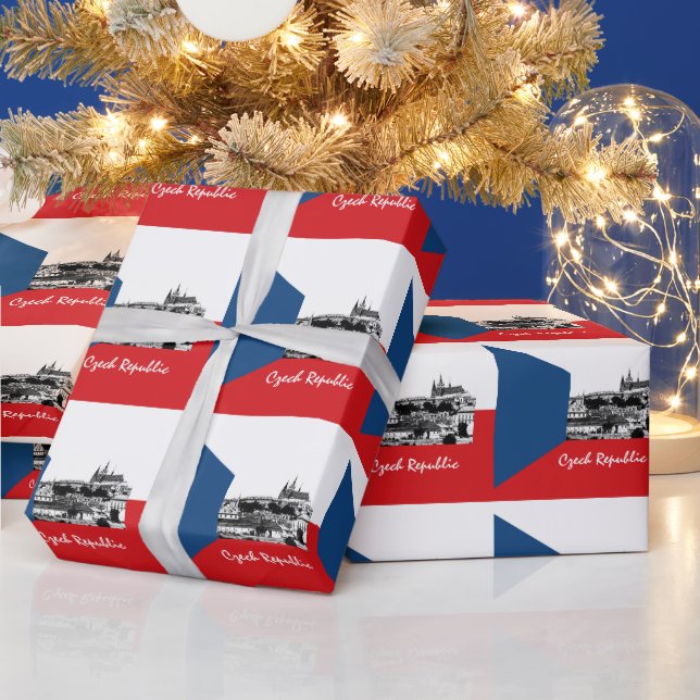 Tschechische Flagge, Prag und Tschechien - Geschen Geschenkpapier (Feiertage)