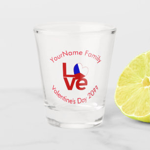 Tschechische Flagge Rot LOVE Personalisierter Text Schnapsglas