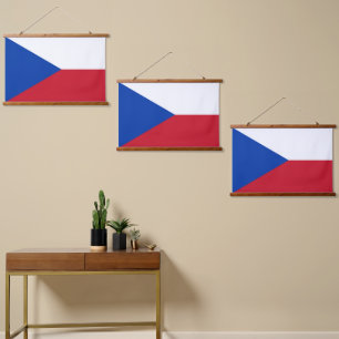 Tschechische Flagge Wandteppich Mit Holzrahmen