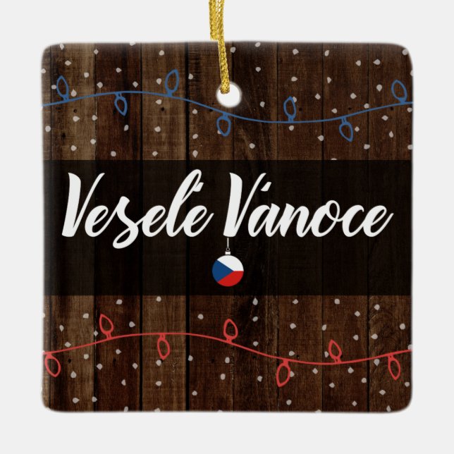 Tschechische frohe Weihnachten, Veselé Vánoce Keramikornament (Vorderseite)