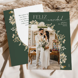 Tschechische grüne Familienfoto Feliz Navidad Kart Feiertagskarte