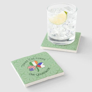 Tschechische Irland USA Shamrock Flagge Personalis Steinuntersetzer