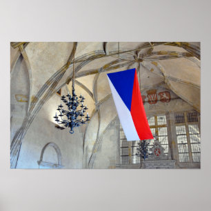 Tschechische Republik Flagge auf der Burg Prag Poster
