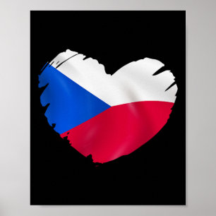 Tschechische Republik Flagge in Herzform Tschechis Poster