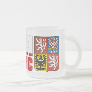 Tschechische Republik Flaggentext und Emblem Mattglastasse