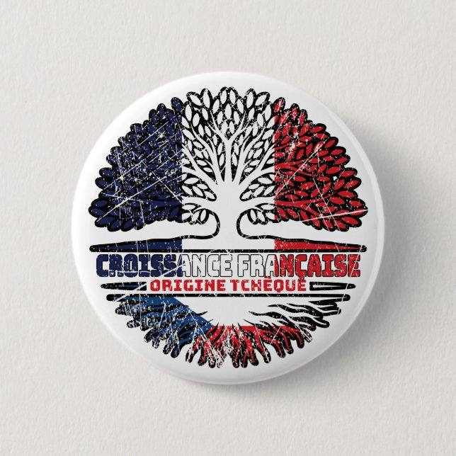 Tschechische Republik Frankreich - Tree Roots-Flag Button (Vorderseite)