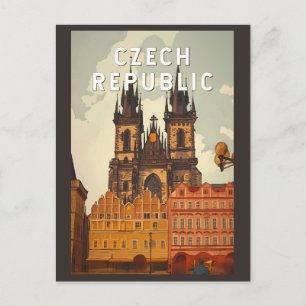 Tschechische Republik Illustration Reise Kunst Vin Postkarte