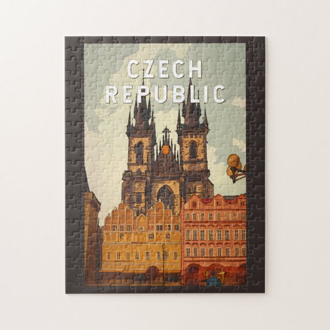 Tschechische Republik Illustration Reise Kunst Vin Puzzle (Vertikal)