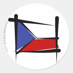 Tschechische Republik - Pinselflagge Runder Aufkleber
