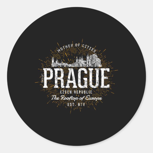 Tschechische Republik Prag Runder Aufkleber (Vorderseite)