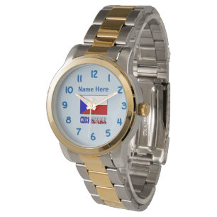 Tschechische Republik Tschechische Flagge Schwarz  Armbanduhr
