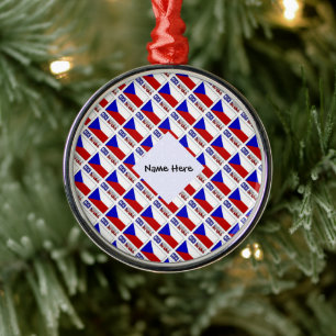 Tschechische Republik und Tschechische Flagge geka Ornament Aus Metall