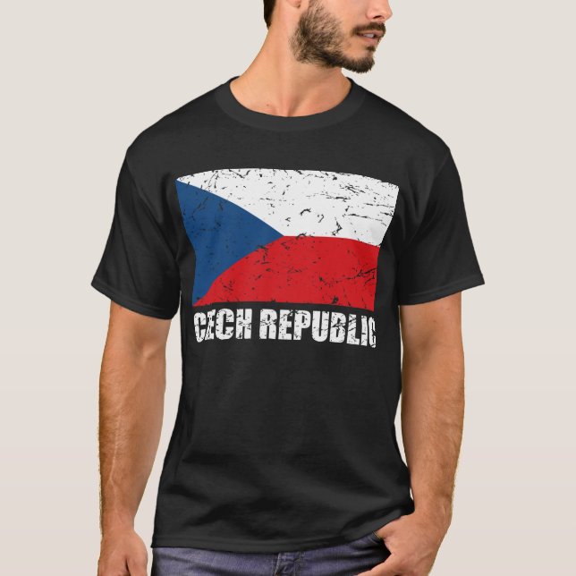 Tschechische Republik-Vintage Flagge T-Shirt (Vorderseite)