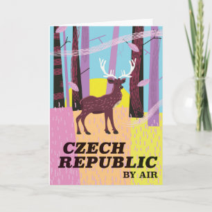 Tschechische Republik Vintage-Hirsch-Reiseplakat Feiertagskarte