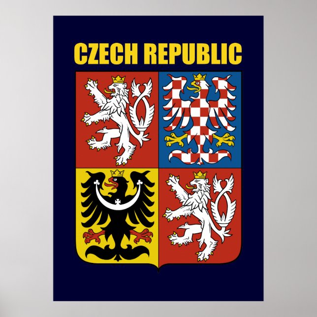 Tschechische Republik - Wappen Poster (Vorne)