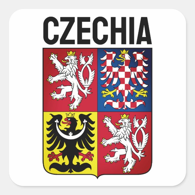 Tschechische Republik Wappen Quadratischer Aufkleber (Vorderseite)