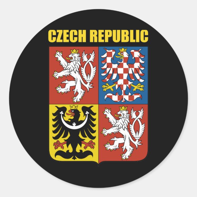 Tschechische Republik - Wappen Runder Aufkleber (Vorderseite)