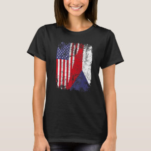 TSCHECHISCHE REPUBLIK WURZELN Halbe amerikanische T-Shirt