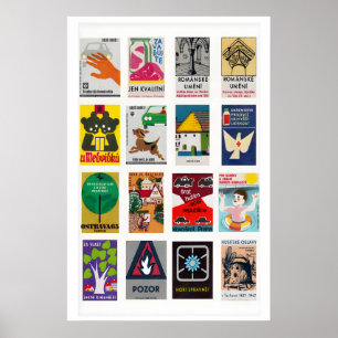 Tschechische Streichholzschachtel-Etiketten-Raster Poster