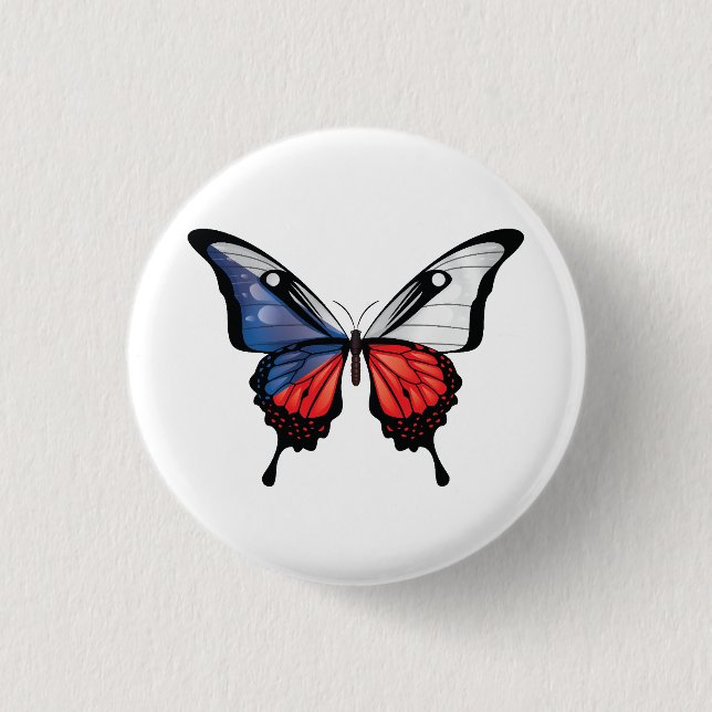 Tschechischer Schwalbenschwanz-Schmetterlingsflagg Button (Vorderseite)