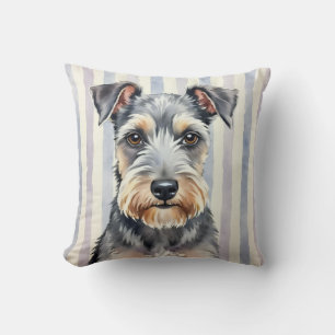 Tschechischer Terrier Aquarell-Pinstripe-Kunst Kissen