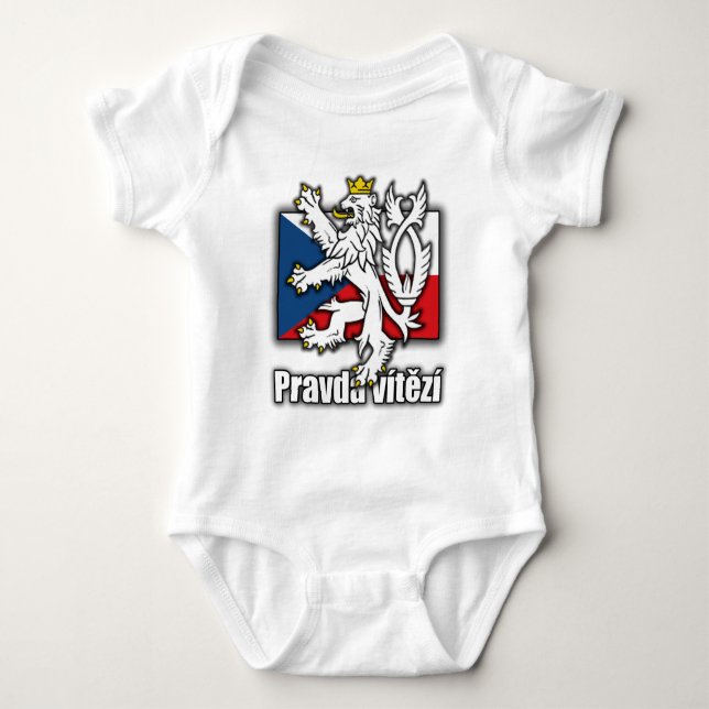 Tschechisches Löwe-Wappen Flagge Baby Strampler (Vorderseite)
