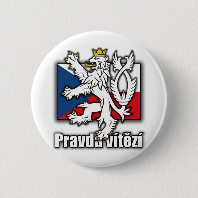 Tschechisches Löwe-Wappen Flagge Button (Vorderseite)