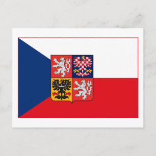 Tschechoslowakei Flag w COA (light) Postkarte