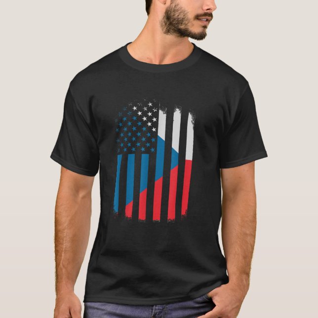 Tschechoslowakei und Amerikas Flagge Tschechisch-A T-Shirt (Vorderseite)
