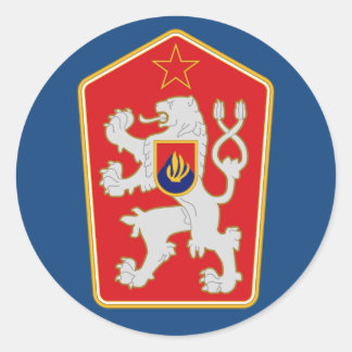 Tschechoslowakei - Wappen (1960–1990) Aufkleber. Runder Aufkleber