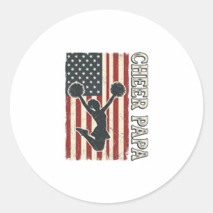 Tscheer Papa USA Flag Vintage Cheer Design_1 Runder Aufkleber