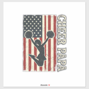 Tscheer Papa USA Flagge Vintage Cheer Design_1 Aufkleber