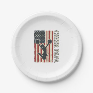 Tscheer Papa USA Flagge Vintage Cheer Design_1 Pappteller