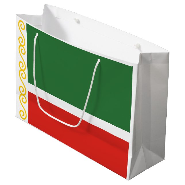 Tschetschenien-Flagge Große Geschenktüte (Vorderseite Schrägansicht)