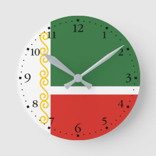 Tschetschenien-Flagge Runde Wanduhr