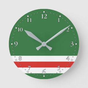 Tschetschenische Flagge Runde Wanduhr