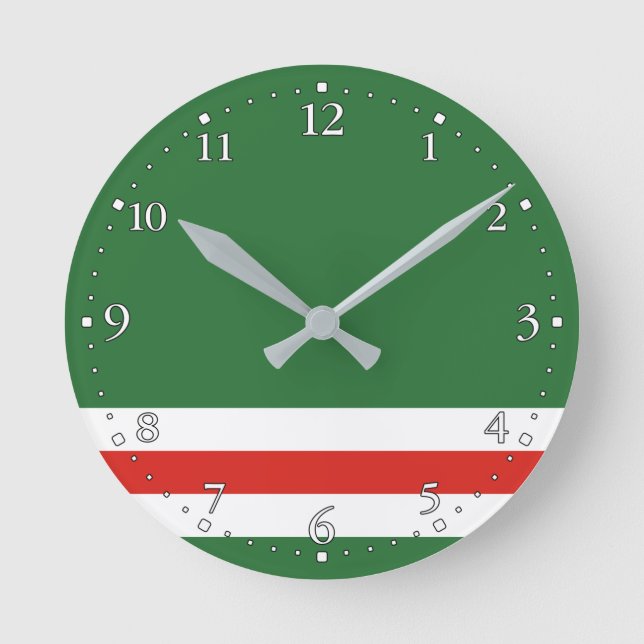 Tschetschenische Flagge Runde Wanduhr (Vorderseite)