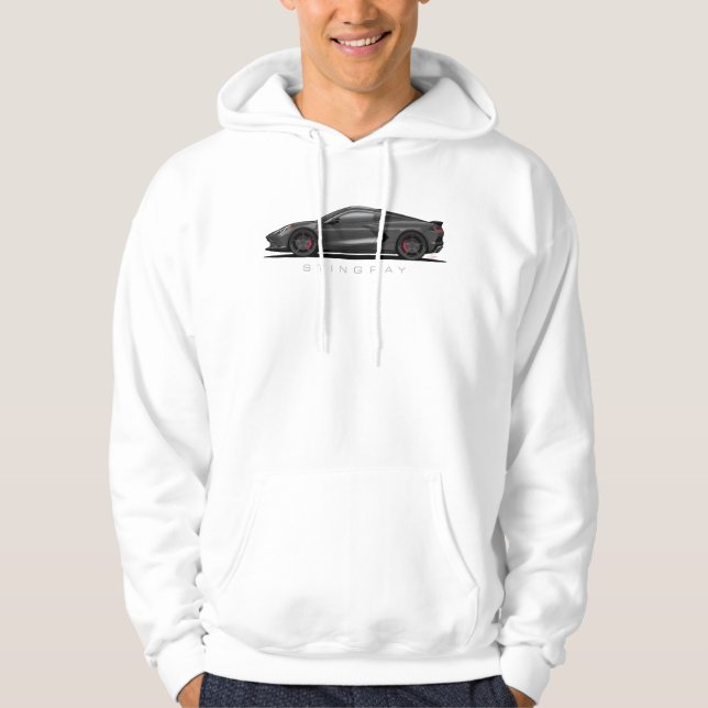Tschevy Corvette C8 schwarze Illustration Hoodie (Vorderseite)