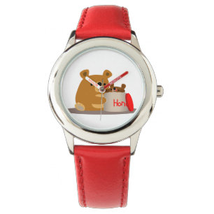Tschüss dir Honey! Niedlicher Cartoon Bears beobac Armbanduhr