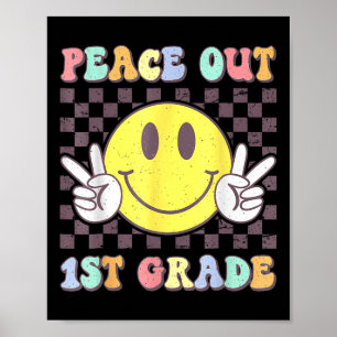 Tschüss Erste Klasse Cute Groovy Letzter Tag der 1 Poster
