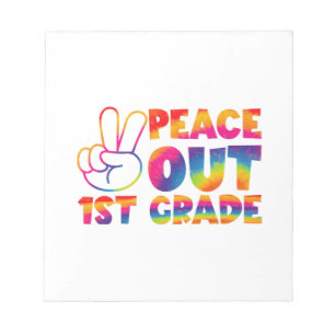 Tschüss Erste Klasse Tie-Dye Letzter Tag 1. Klasse Notizblock