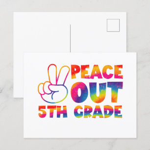 Tschüss Fünfte Klasse Tie-Dye Letzter Tag 5. Klass Postkarte