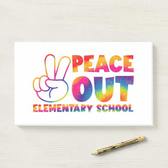 Tschüss Grundschule Tie-Dye letzter Tag  Post-it Klebezettel (Auf Schreibtisch)