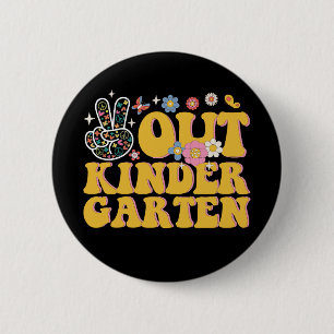 Tschüss Kindergarten Groovy letzter Schultag Button