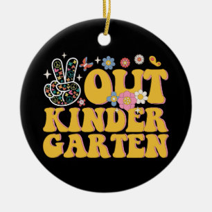 Tschüss Kindergarten Groovy letzter Schultag Keramik Ornament